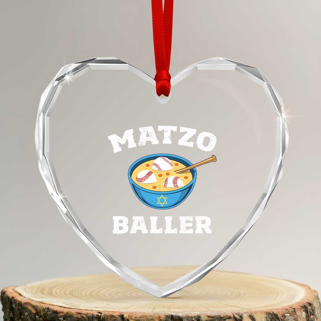 Funny Hanukkah Baseball Heart Crystal Glass Ornament Matzo Baller Matzah Ball Jewish Chanukah Sports Lover TS11 Transparent Glass 3'' Heart Print Your Wear