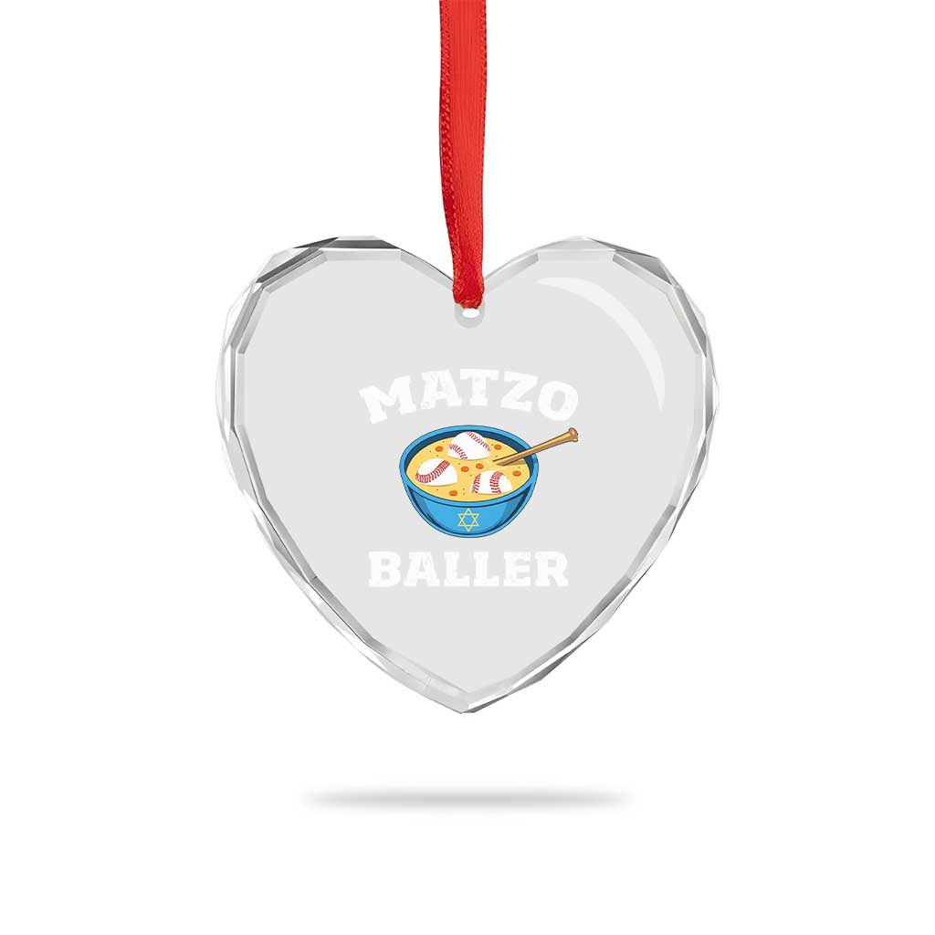 Funny Hanukkah Baseball Heart Crystal Glass Ornament Matzo Baller Matzah Ball Jewish Chanukah Sports Lover TS11 Print Your Wear