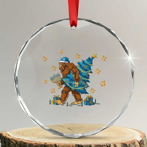 Funny Hanukkah Bigfoot Lover Jewish Holiday Gift Crystal Glass Ornament TS12 Transparent Glass 3'' Circle Print Your Wear
