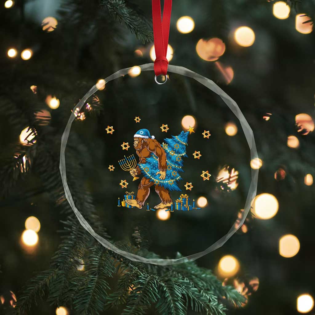 Funny Hanukkah Bigfoot Lover Jewish Holiday Gift Crystal Glass Ornament TS12 Print Your Wear