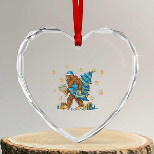 Funny Hanukkah Bigfoot Lover Jewish Holiday Gift Heart Crystal Glass Ornament TS12 Transparent Glass 3'' Heart Print Your Wear