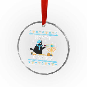Funny Hanukkah Cat Crystal Glass Ornament Happy Hanukcat Drinking Black Cat Jewish Menorah Chanukah TS02 Print Your Wear