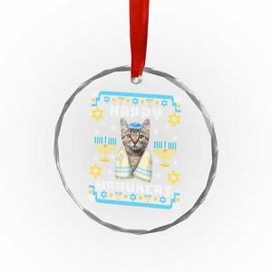 Funny Hanukkah Cat Crystal Glass Ornament Happy Hanukcat Menorah Ugly Chanukah Jewish Festival TS02 Print Your Wear
