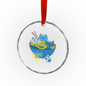 Funny Hanukkah Cat Crystal Glass Ornament Kawaii Cat Eating Ramen Anime Jewish Kitten TS09 Print Your Wear