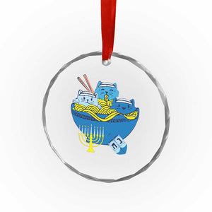Funny Hanukkah Cat Crystal Glass Ornament Kawaii Cat Eating Ramen Anime Jewish Kitten TS09 Print Your Wear