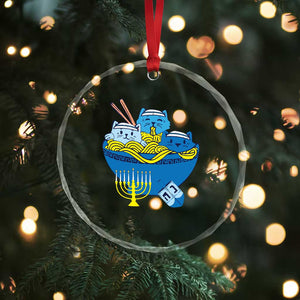 Funny Hanukkah Cat Crystal Glass Ornament Kawaii Cat Eating Ramen Anime Jewish Kitten TS09 Print Your Wear