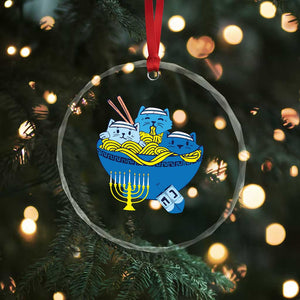 Funny Hanukkah Cat Crystal Glass Ornament Kawaii Cat Eating Ramen Anime Jewish Kitten TS09 Print Your Wear