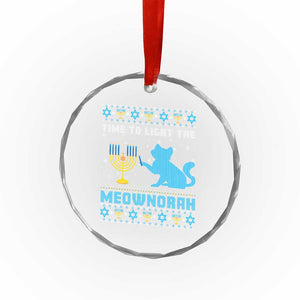 Funny Hanukkah Cat Crystal Glass Ornament Light The Meownorah Jewish Menorah Chanukah TS02 Print Your Wear