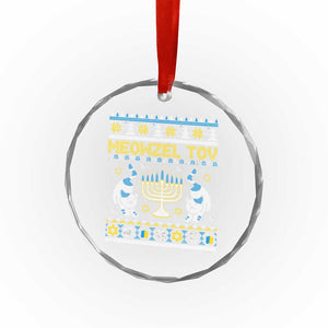 Funny Hanukkah Cat Crystal Glass Ornament Meowzel Tov Chanukah Jewish Ugly Sweater Hanukkah TS02 Print Your Wear