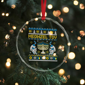 Funny Hanukkah Cat Crystal Glass Ornament Meowzel Tov Chanukah Jewish Ugly Sweater Hanukkah TS02 Print Your Wear