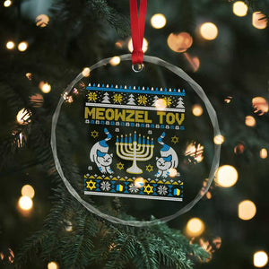 Funny Hanukkah Cat Crystal Glass Ornament Meowzel Tov Chanukah Jewish Ugly Sweater Hanukkah TS02 Print Your Wear