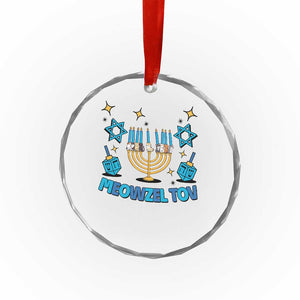 Funny Hanukkah Cat Crystal Glass Ornament Meowzel Tov Jewish Chanukkah TS09 Print Your Wear