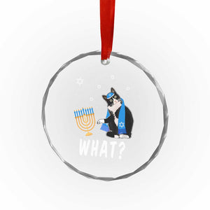 Funny Hanukkah Cat Crystal Glass Ornament What Hanukcat Chanukah Jewish Festival TS02 Print Your Wear