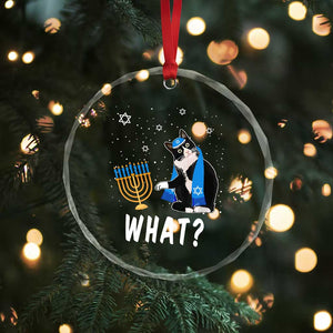 Funny Hanukkah Cat Crystal Glass Ornament What Hanukcat Chanukah Jewish Festival TS02 Print Your Wear
