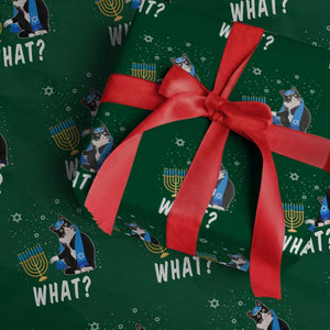 Funny Hanukkah Cat Wrapping Paper Roll What Hanukcat Chanukah Jewish Festival TS02 Green Print Your Wear