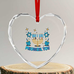 Funny Hanukkah Cat Heart Crystal Glass Ornament Meowzel Tov Jewish Chanukkah TS09 Transparent Glass 3'' Heart Print Your Wear