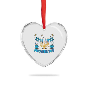 Funny Hanukkah Cat Heart Crystal Glass Ornament Meowzel Tov Jewish Chanukkah TS09 Print Your Wear