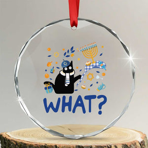 Funny Hanukkah Cat What Crystal Glass Ornament TS09 Transparent Glass 3'' Circle Print Your Wear