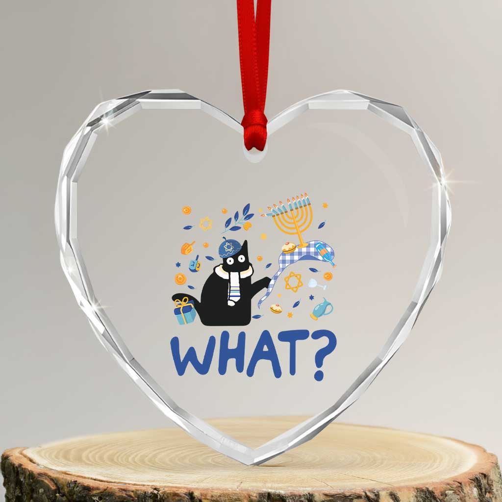 Funny Hanukkah Cat What Heart Crystal Glass Ornament TS09 Transparent Glass 3'' Heart Print Your Wear