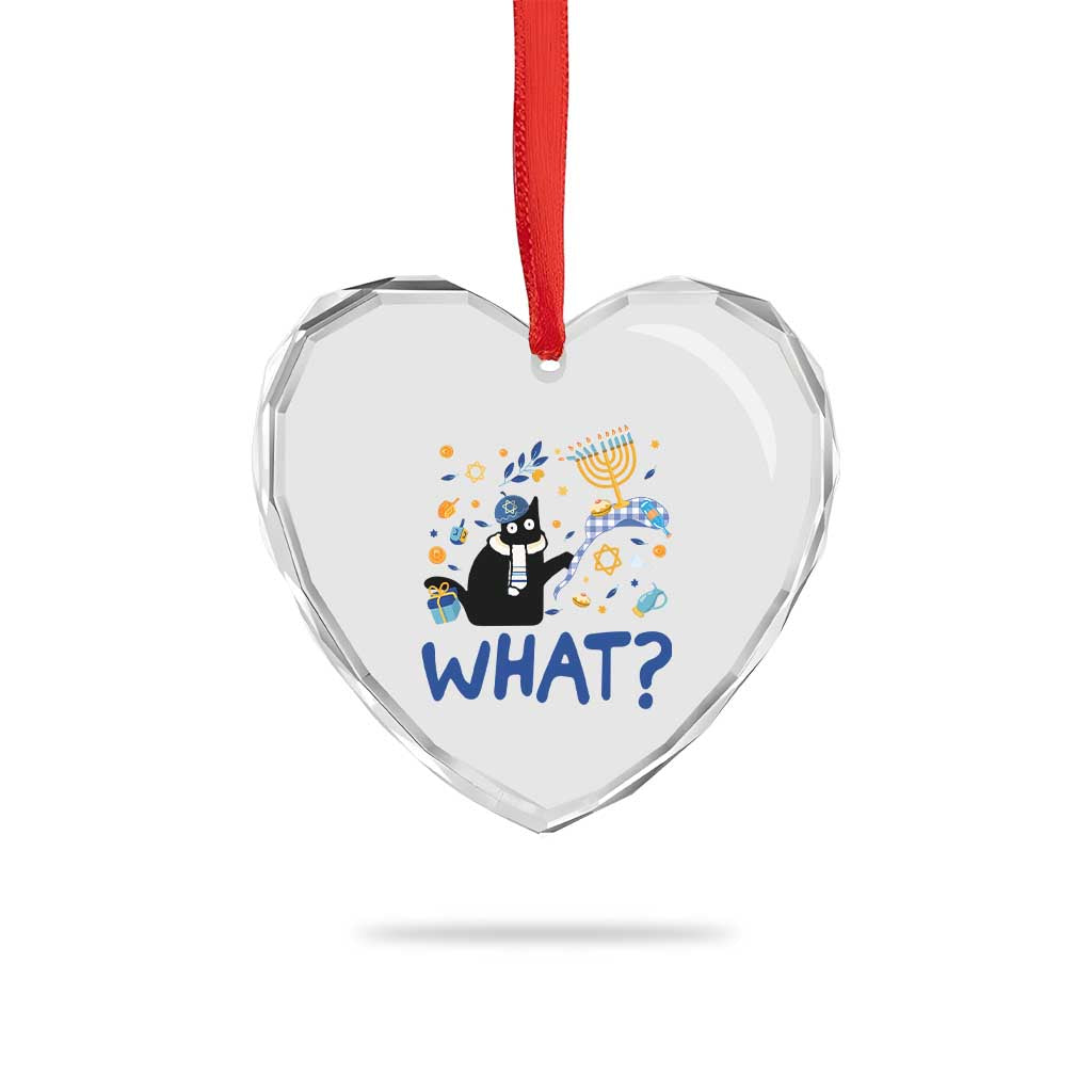 Funny Hanukkah Cat What Heart Crystal Glass Ornament TS09 Print Your Wear