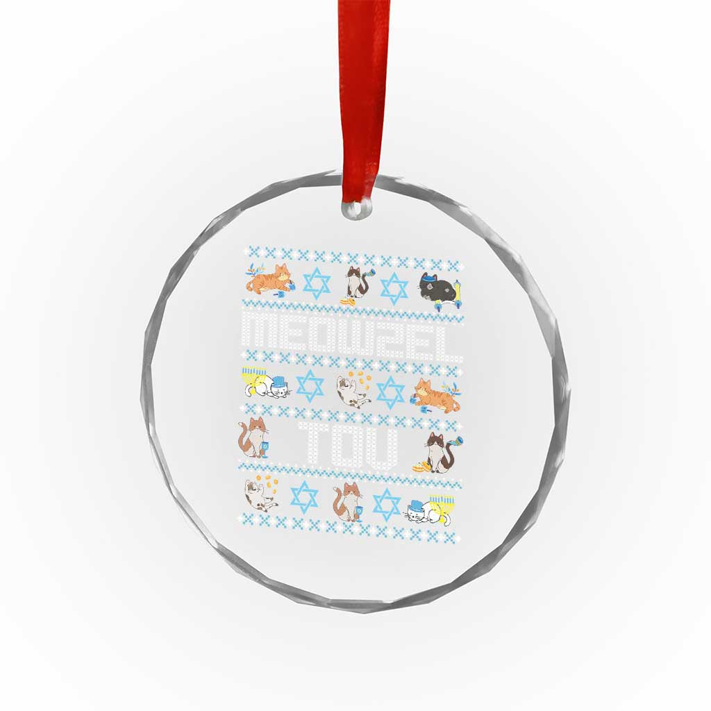 Funny Hanukkah Cats Crystal Glass Ornament Meowzel Tov Chanukah Menorah David Stars TS11 Print Your Wear