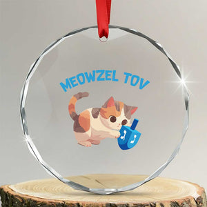 Funny Hanukkah Cats Crystal Glass Ornament Meowzel Tov Dreidels Chanukah Jewish Festival TS11 Transparent Glass 3'' Circle Print Your Wear