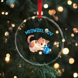 Funny Hanukkah Cats Crystal Glass Ornament Meowzel Tov Dreidels Chanukah Jewish Festival TS11 Print Your Wear