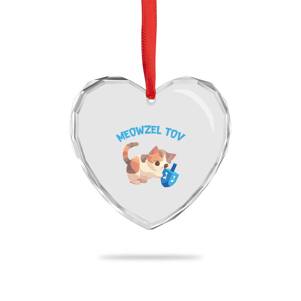 Funny Hanukkah Cats Heart Crystal Glass Ornament Meowzel Tov Dreidels Chanukah Jewish Festival TS11 Print Your Wear