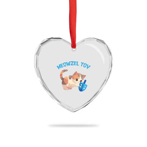 Funny Hanukkah Cats Heart Crystal Glass Ornament Meowzel Tov Dreidels Chanukah Jewish Festival TS11 Print Your Wear