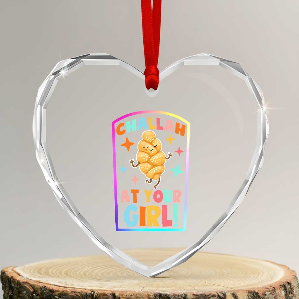 Funny Hanukkah Challah At Ya Girl Heart Crystal Glass Ornament Jewish Chanukah Bread Gift TS12 Transparent Glass 3'' Heart Print Your Wear