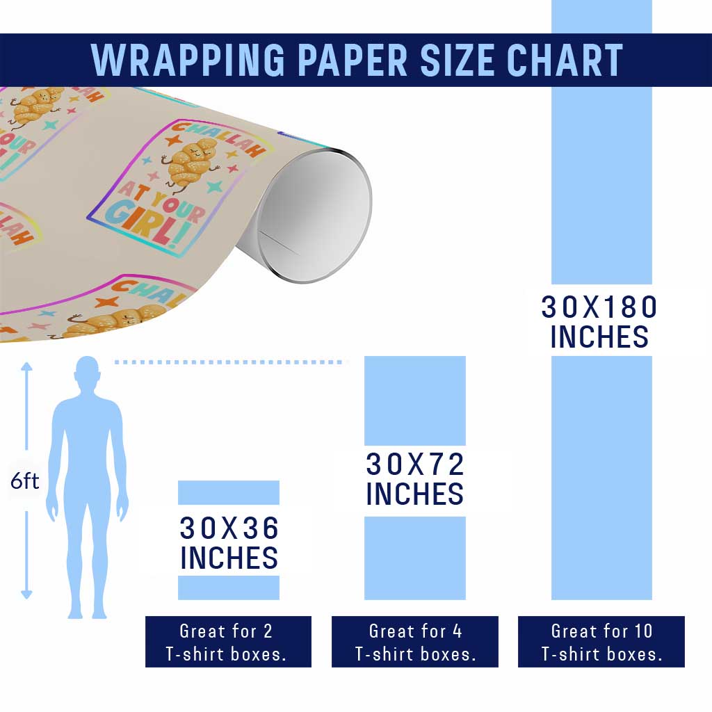 Funny Hanukkah Challah At Ya Girl Wrapping Paper Roll Jewish Chanukah Bread Gift TS12 Print Your Wear
