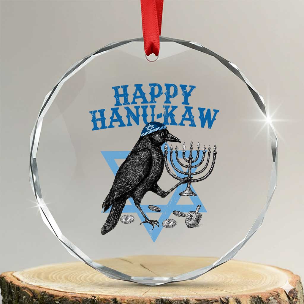 Funny Hanukkah Crow Crystal Glass Ornament Happy Hanukaw Jewish Holiday Chanukah Menorah TS11 Transparent Glass 3'' Circle Print Your Wear