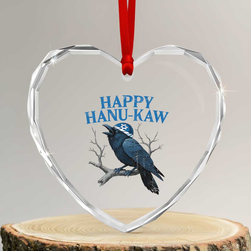 Funny Hanukkah Crow Heart Crystal Glass Ornament Happy Hanukaw Jewish Holiday TS11 Transparent Glass 3'' Heart Print Your Wear