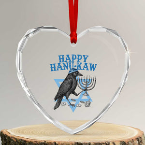 Funny Hanukkah Crow Heart Crystal Glass Ornament Happy Hanukaw Jewish Holiday Chanukah Menorah TS11 Transparent Glass 3'' Heart Print Your Wear