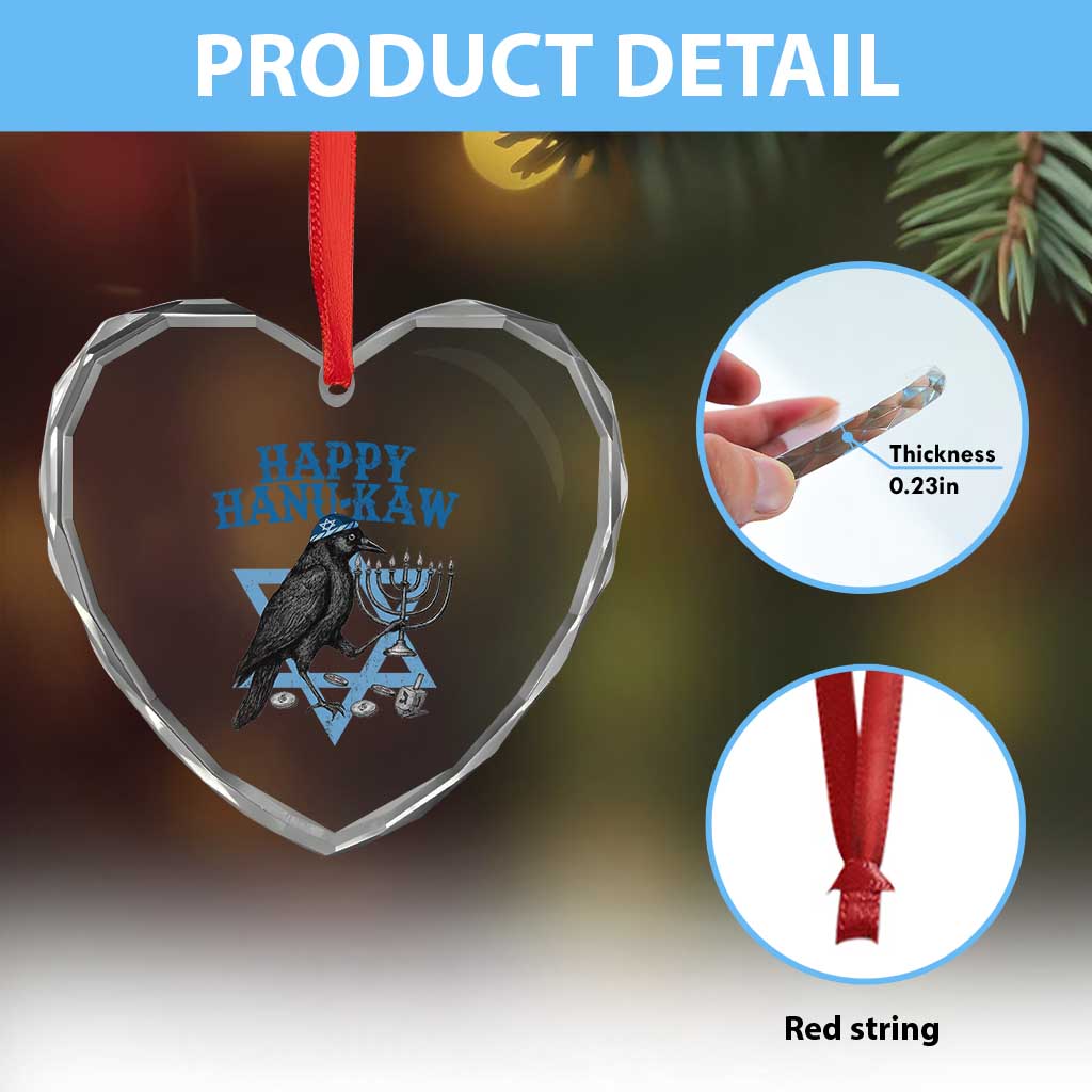 Funny Hanukkah Crow Heart Crystal Glass Ornament Happy Hanukaw Jewish Holiday Chanukah Menorah TS11 Print Your Wear