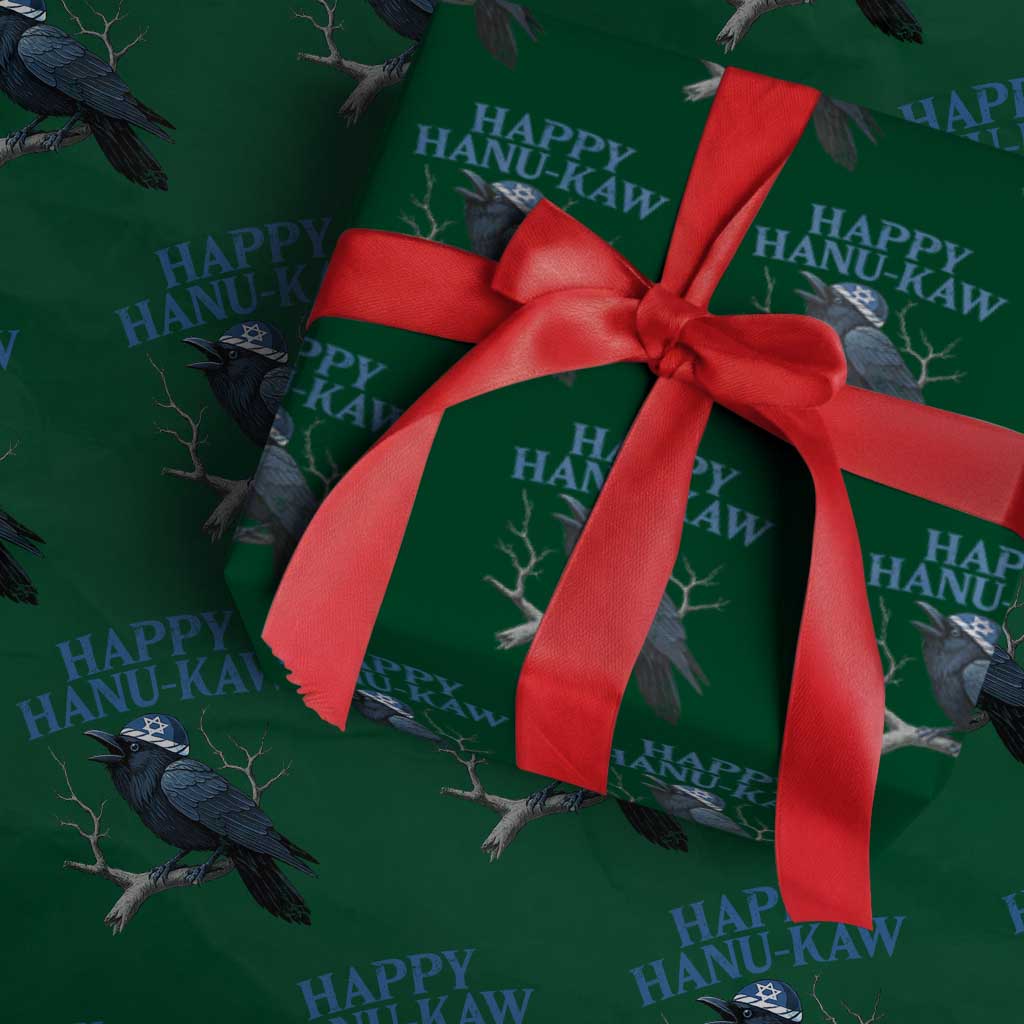 Funny Hanukkah Crow Wrapping Paper Roll Happy Hanukaw Jewish Holiday TS11 Green Print Your Wear
