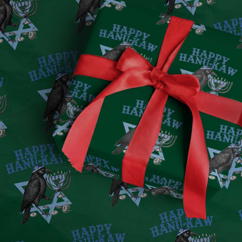 Funny Hanukkah Crow Wrapping Paper Roll Happy Hanukaw Jewish Holiday Chanukah Menorah TS11 Green Print Your Wear
