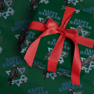 Funny Hanukkah Crow Wrapping Paper Roll Happy Hanukaw Jewish Holiday Chanukah Menorah TS11 Green Print Your Wear