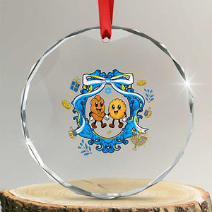 Funny Hanukkah Crystal Glass Ornament Challah And Latke Cute Food Lover Gift TS12 Transparent Glass 3'' Circle Print Your Wear