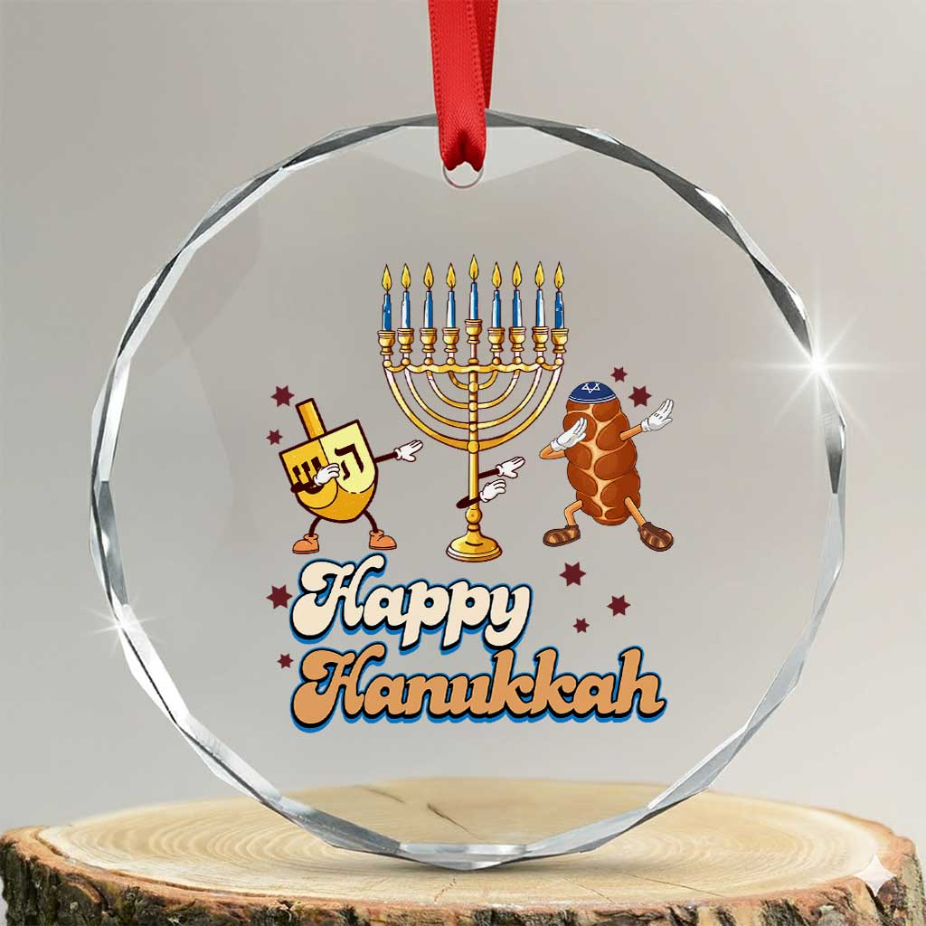 Funny Hanukkah Crystal Glass Ornament Dab Dreidel Menorah Challah Gift TS12 Transparent Glass 3'' Circle Print Your Wear