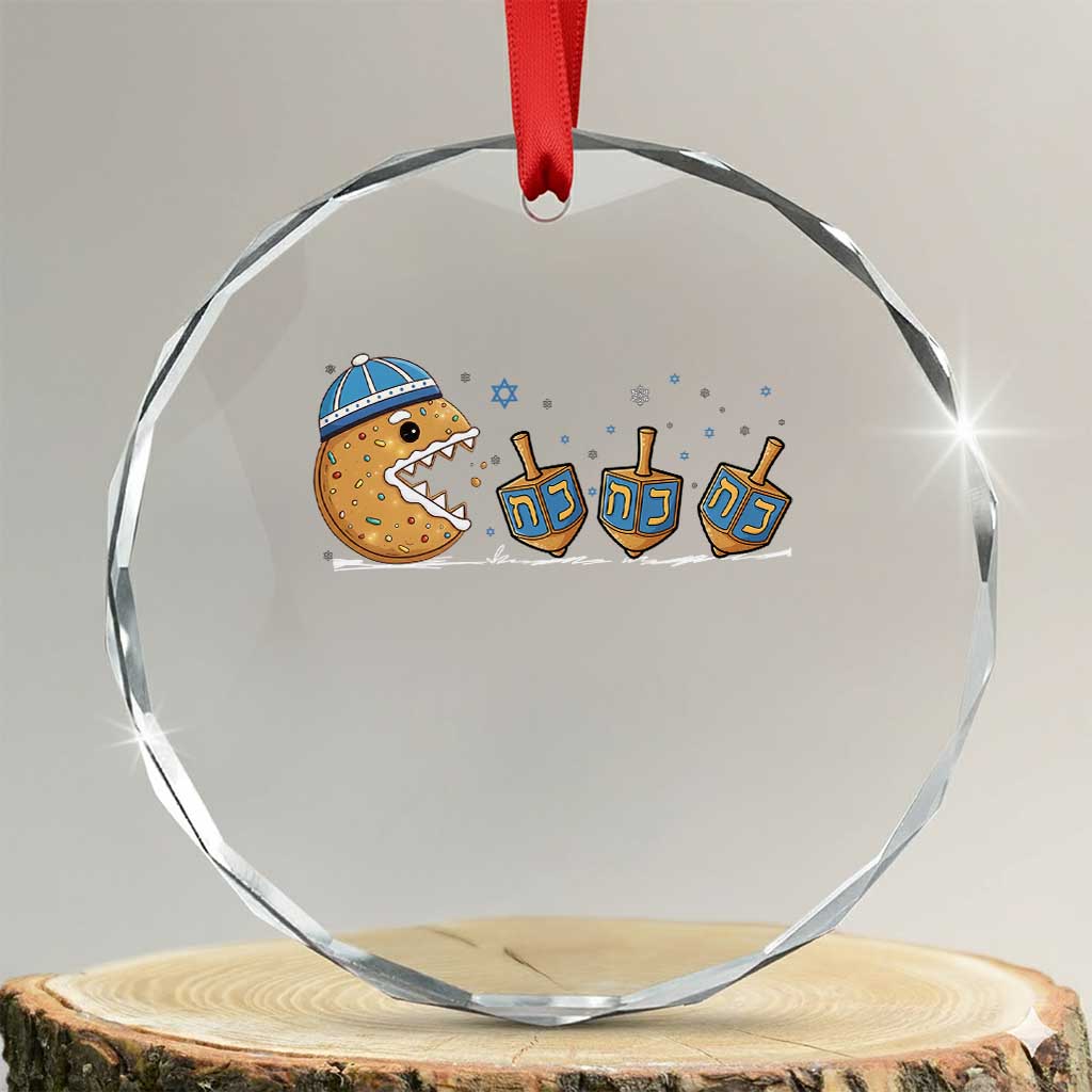 Funny Hanukkah Crystal Glass Ornament Donut Chasing Flames Jewish TS14 Transparent Glass 3'' Circle Print Your Wear