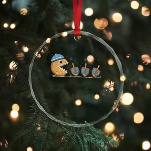 Funny Hanukkah Crystal Glass Ornament Donut Chasing Flames Jewish TS14 Print Your Wear