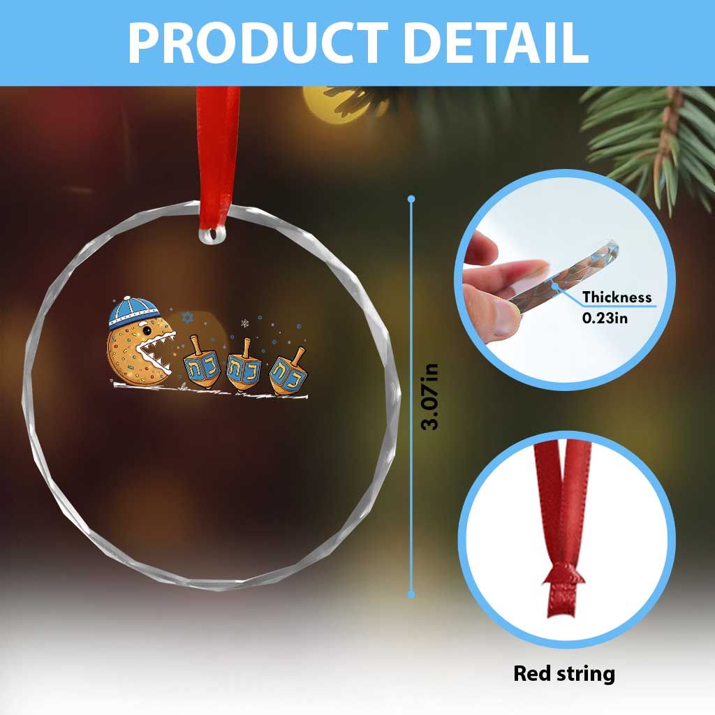 Funny Hanukkah Crystal Glass Ornament Donut Chasing Flames Jewish TS14 Print Your Wear