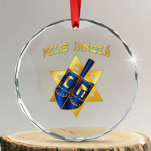 Funny Hanukkah Crystal Glass Ornament Feliz Januca Jewish Sephardic Ladino TS09 Transparent Glass 3'' Circle Print Your Wear