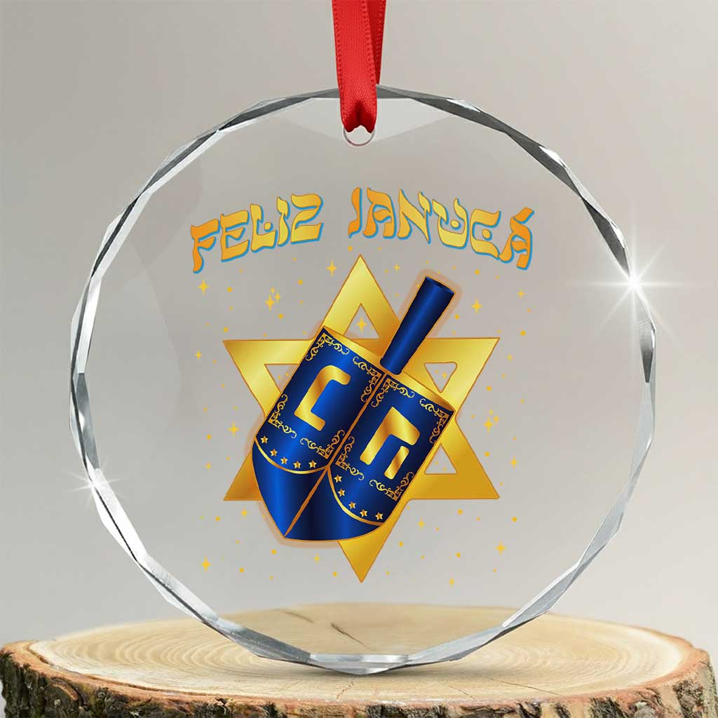 Funny Hanukkah Crystal Glass Ornament Feliz Januca Jewish Sephardic Ladino TS09 Transparent Glass 3'' Circle Print Your Wear