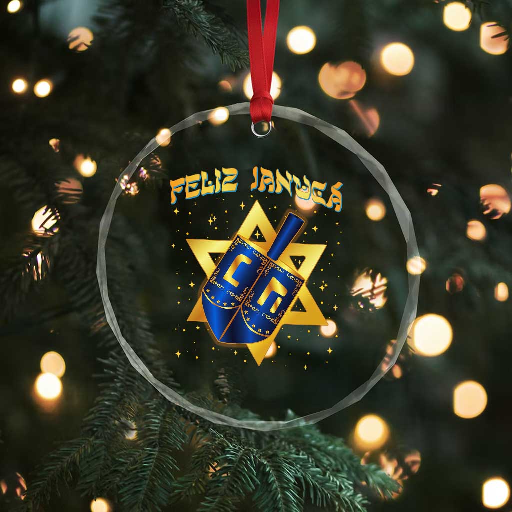 Funny Hanukkah Crystal Glass Ornament Feliz Januca Jewish Sephardic Ladino TS09 Print Your Wear
