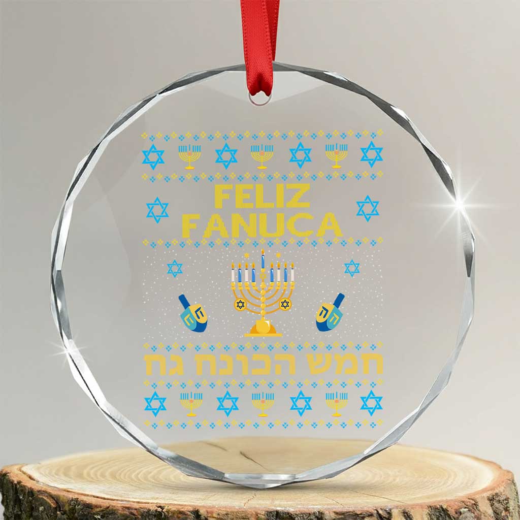 Funny Hanukkah Crystal Glass Ornament Feliz Januca Ladino Jewish Sephardic TS09 Transparent Glass 3'' Circle Print Your Wear