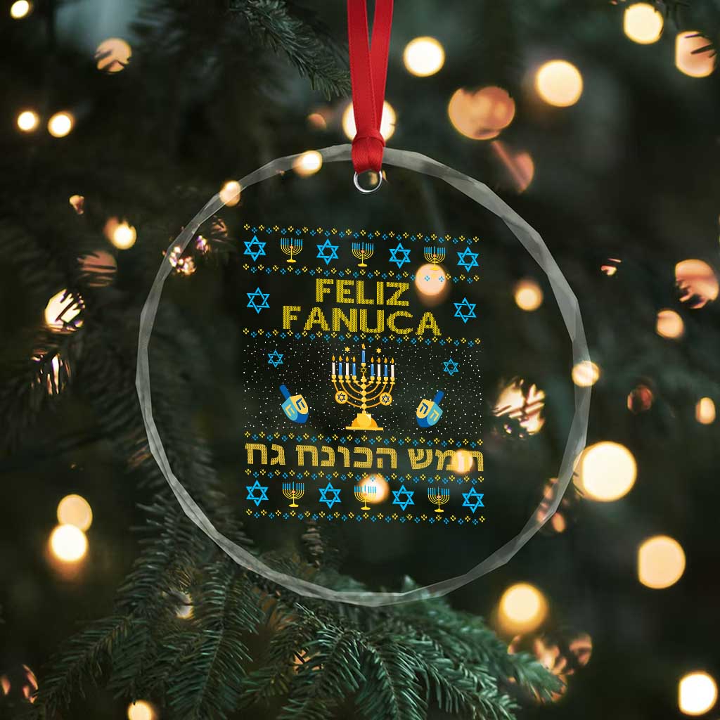 Funny Hanukkah Crystal Glass Ornament Feliz Januca Ladino Jewish Sephardic TS09 Print Your Wear