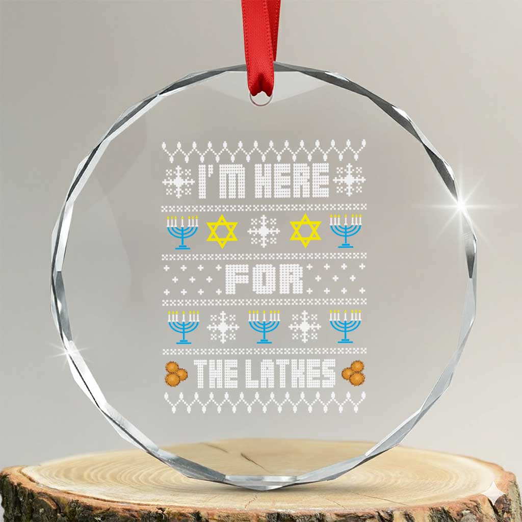 Funny Hanukkah Crystal Glass Ornament I'm Here For The Latkes Menorah TS11 Transparent Glass 3'' Circle Print Your Wear