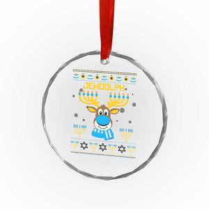 Funny Hanukkah Crystal Glass Ornament Jewdolph Jewish Reindeer Menorah TS09 Print Your Wear